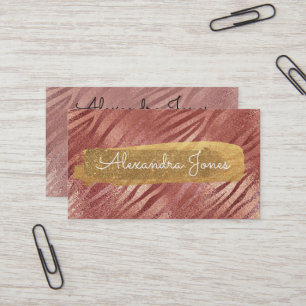 Rose Gold Pink Glitter and Sparkle Animal Print Business Card
