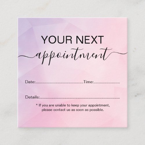 Rose Gold Pink Glitter  Appointment Card