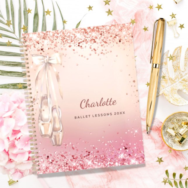 Rose gold pink glitter ballerina monogram 2026 planner (Creator Uploaded)