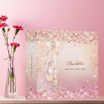 Rose gold pink glitter ballet dance school 3 ring binder<br><div class="desc">A rose gold and pink gradient background. Decorated with rose gold,  pink faux glitter dust and ballerina,  ballet pointe shoes. Personalize and add a name,  and a title on the front. The name is written a modern dark rose gold colored hand lettered script.
Spine: add your text.</div>
