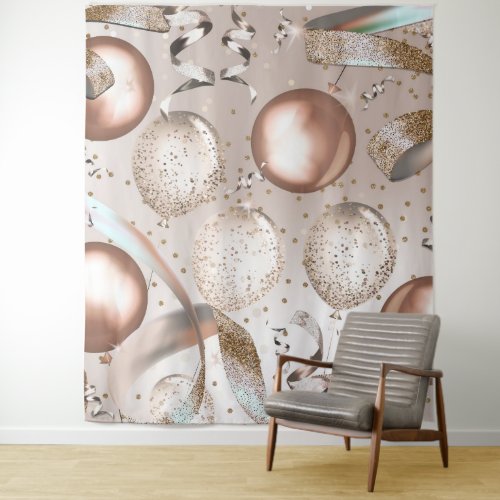 Rose Gold Pink  Glitter Balloons Party Backdrop