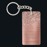 Rose Gold Pink Glitter Brushed Metal Monogram Keychain<br><div class="desc">Rose Gold - Blush Pink Faux Foil Metallic Sparkle Glitter Brushed Metal Monogram Name Keychain. This makes the perfect sweet 16 birthday,  wedding,  bridal shower,  anniversary,  baby shower or bachelorette party gift for someone that loves glam luxury and chic styles.</div>