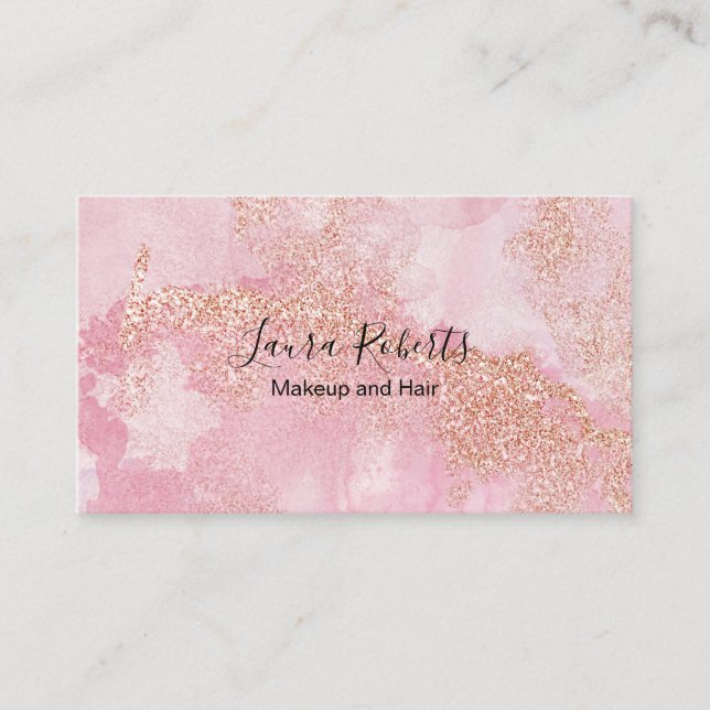 Rose Gold Pink Glitter Business Card (Front)