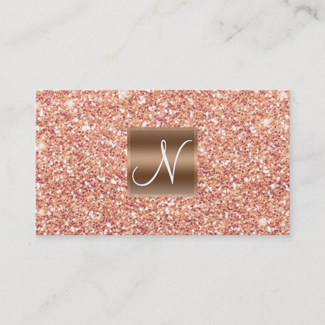 Rose Gold Pink Glitter Chic Glam Glitzy Salon Spa Business Card (Front)