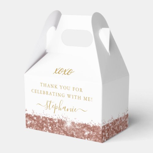 Rose Gold Pink Glitter Confetti Birthday Mitzvah Favor Boxes