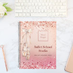 Rose gold pink glitter dance school logo 2024 planner<br><div class="desc">A rose gold and pink gradient background. Decorated with rose gold,  pink faux glitter dust and ballerina,  ballet pointe shoes. A planner for ballet,  dance schools and teachers.</div>