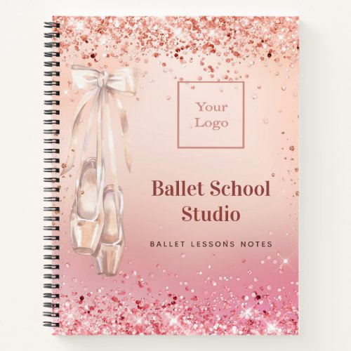 Rose gold pink glitter dance school logo journal