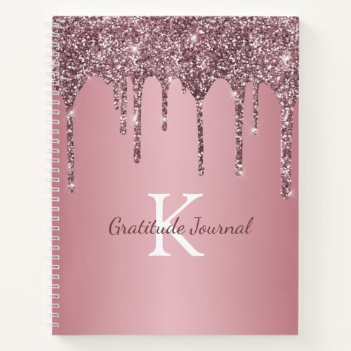 Rose Gold Pink Glitter Drip Gratitude Journal