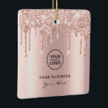 Rose Gold Pink Glitter Drips Lash Christmas Ceramic Ornament<br><div class="desc">Rose Gold Pink Glitter Drips Glam Luxury Lash Christmas Ceramic Ornament. Choose background color and logo size.
Custom Your Photo Christmas Tree Decor gift Ceramic Ornament in blush pink girly shining tones</div>