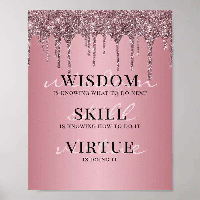 Rose Gold Pink Glitter Drips Motivational Quote Poster | Zazzle