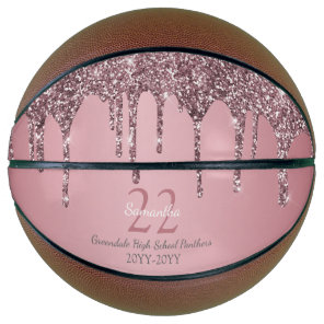 Rose Gold Pink Glitter Drips Name Team Number Year Basketball