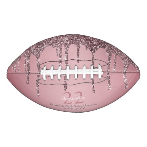 Rose Gold Pink Glitter Drips Name Team Number Year Football