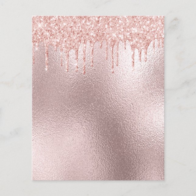 Rose gold pink glitter drips paper sheet (Front)