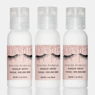 Rose gold pink glitter eye lashes makeup artist  hand lotion