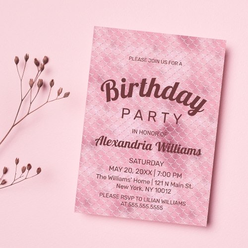 Rose gold pink glitter gradient mermaid Birthday