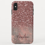Rose Gold Pink Glitter,  Grey Marble, Personalized Iphone Xs Max Case at Zazzle