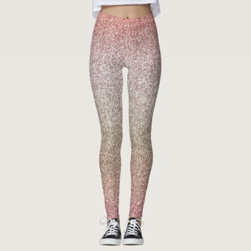 Rose Gold Pink Glitter Leggings