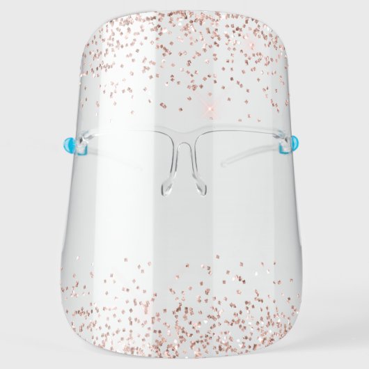 Rose Gold Pink Glitter Luxury Chic Modern Face Shield (Front)