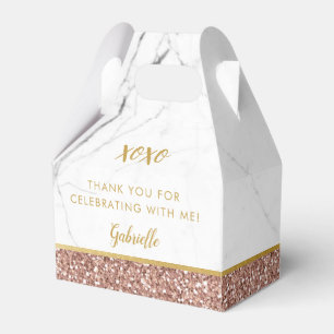 Rose Gold Pink Glitter Marble Party Favor Boxes