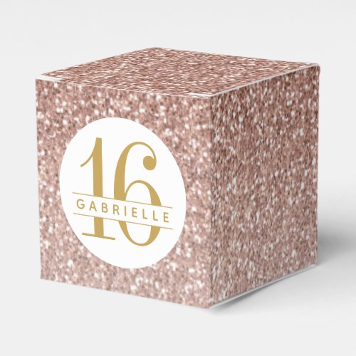 Rose Gold Pink Glitter Modern Any Age Birthday Favor Boxes