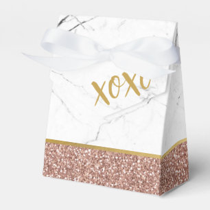Rose Gold Pink Glitter Modern Birthday Sweet 16 Favor Boxes