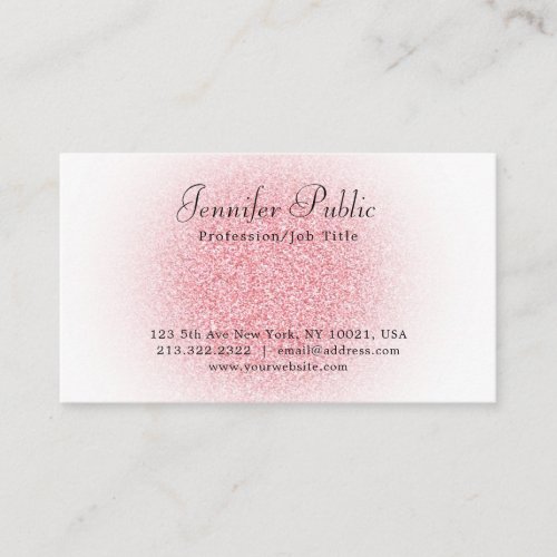 Rose Gold Pink Glitter Modern Elegant Template Business Card