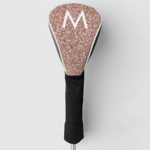Rose Gold Pink Glitter Modern Monogram Initial Golf Head Cover
