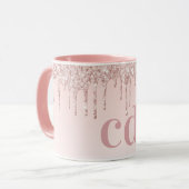 Rose gold pink glitter monogram initials luxury mug (Front Left)