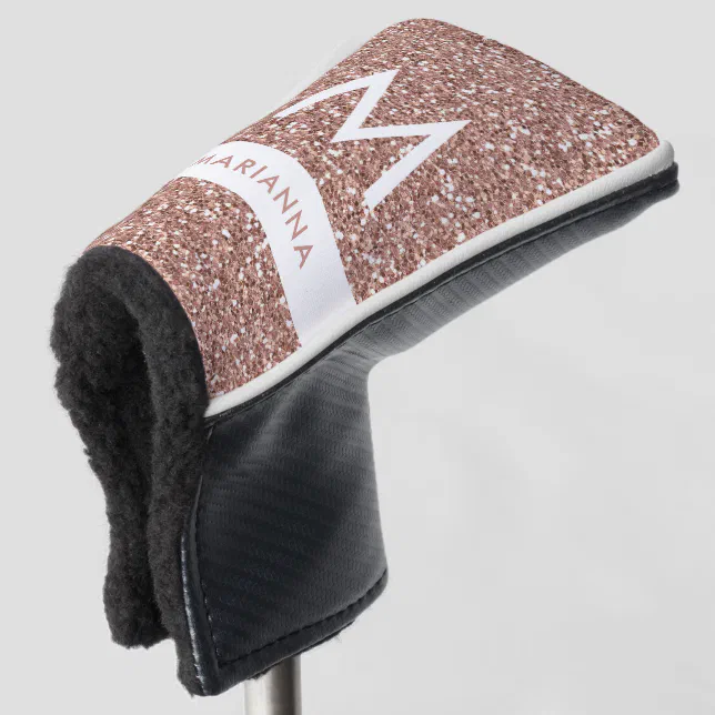 Rose Gold Pink Glitter Monogram Name Putter Golf Head Cover | Zazzle