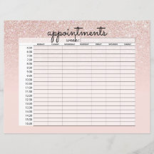 Rose Gold Pink Glitter Ombre Business Appointments