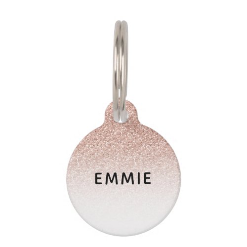 Rose Gold Pink Glitter Ombre Custom Name Pet ID Tag