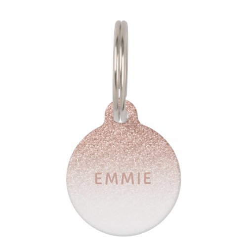 Rose Gold Pink Glitter Ombre Custom Name Pet ID Tag