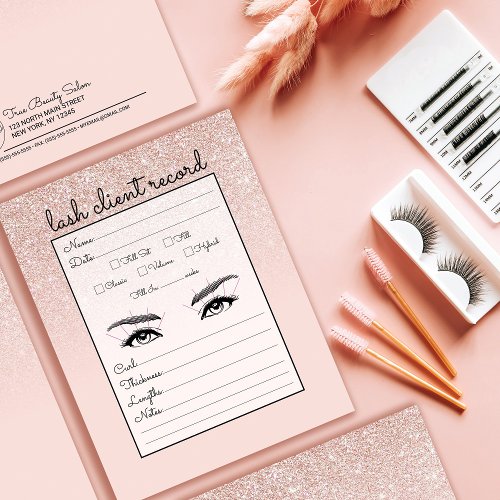 Rose Gold Pink Glitter Ombre Lash Client Record
