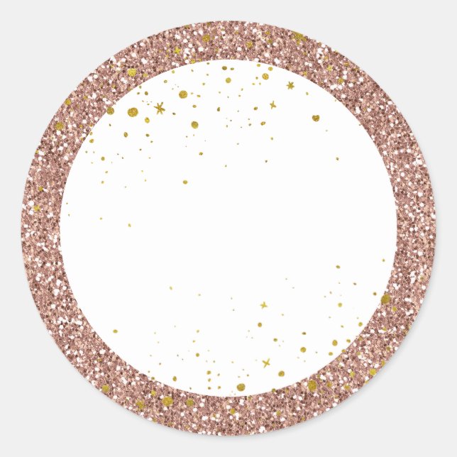 Rose Gold Pink Glitter Personalized Favor Classic Round Sticker (Front)