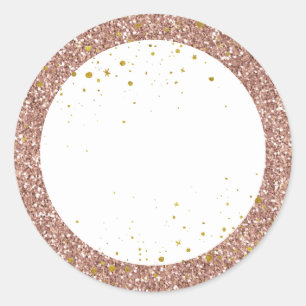 Rose Gold Pink Glitter Personalized Favor Classic Round Sticker
