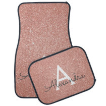Rose Gold Pink Glitter Sparkle Monogram Car Mat Rose Gold Pink Glitter Sparkle Monogram Car Mat