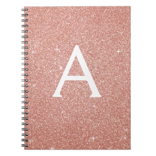 Rose Gold Pink Glitter Sparkle Monogram Notebook