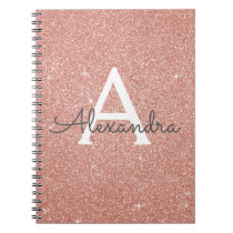 Rose Gold Pink Glitter Sparkle Monogram Notebook Rose Gold Pink Glitter Sparkle Monogram Notebook