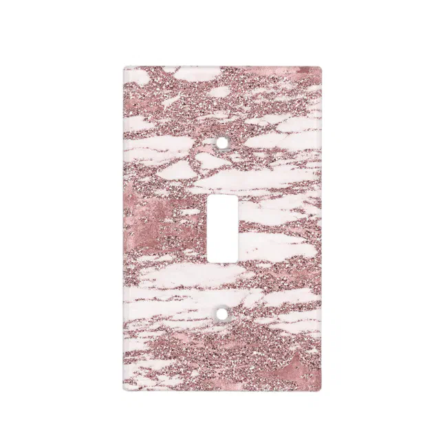 Rose Gold Pink Glitter Sparkly Marble Glam Trendy Light Switch Cover ...