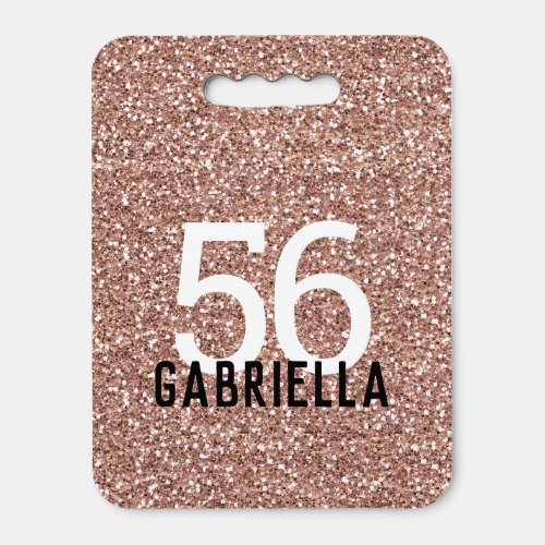 Rose Gold Pink Glitter Sport Number Name Swimming Seat Cushion