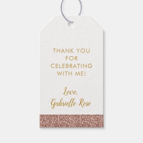 Rose Gold Pink Glitter Stripe Party Favor Gift Tags