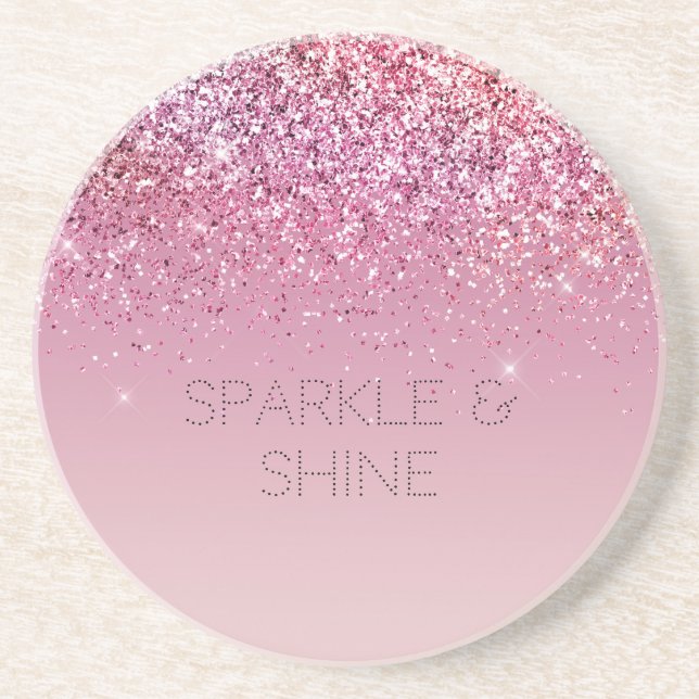 Rose Gold Pink Gold Glitter Sparkle Coaster (Front)