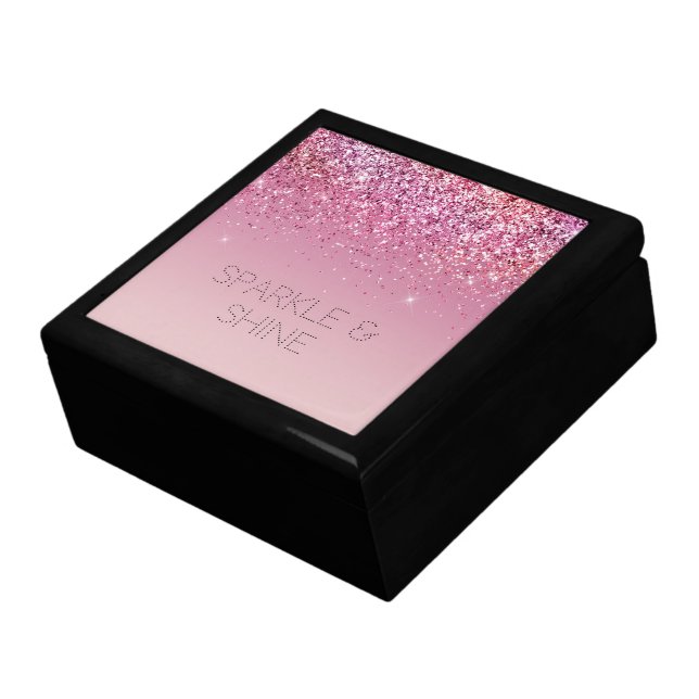 Rose Gold Pink Gold Glitter Sparkle Gift Box (Side)