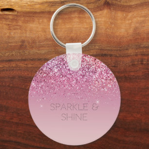 Rose Gold Pink Gold Glitter Sparkle Keychain