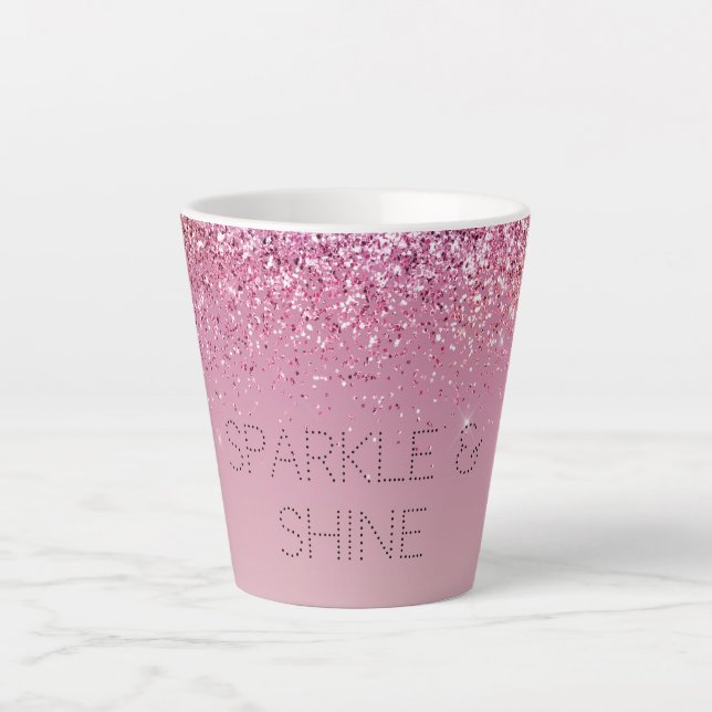 Rose Gold Pink Gold Glitter Sparkle Latte Mug (Front)