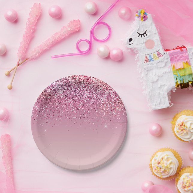 Rose Gold Pink Gold Glitter Sparkle Paper Plates (Party)