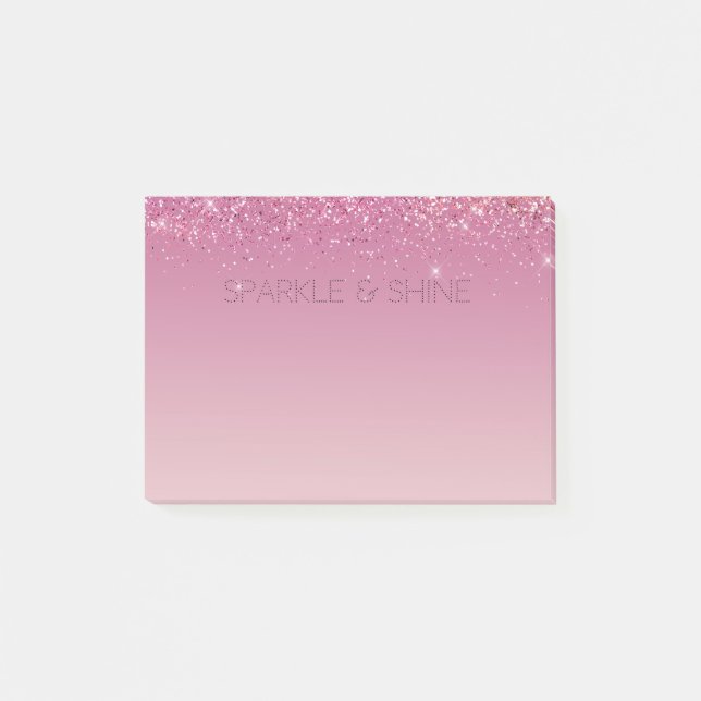 Rose Gold Pink Gold Glitter Sparkle Post-it Notes (Front)