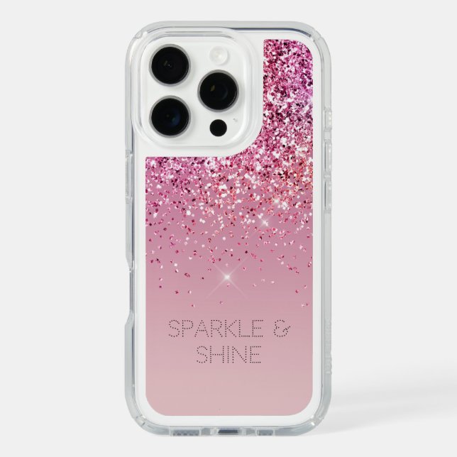 Rose Gold Pink Gold Glitter Sparkle Speck iPhone Case (Front)