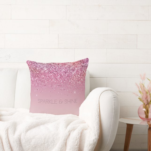 Rose Gold Pink Gold Glitter Sparkle Throw Pillow (Couch)