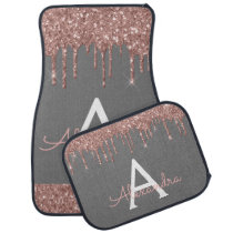 Rose Gold Pink Grey Glitter Sparkle Monogram Car Floor Mat Rose Gold Pink Grey Glitter Sparkle Monogram Car Floor Mat